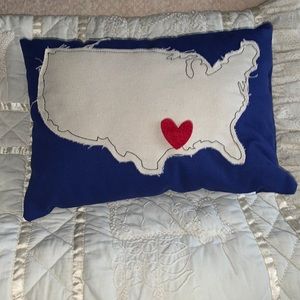 Americana mud pie pillow I miss / love you removable heart pin usa
